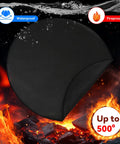 42 Inch Double Sided Fire Pit Mat For Outdoor BBQ And Camping Stoves, fireproof round grill mat with water and fire resistance icons
