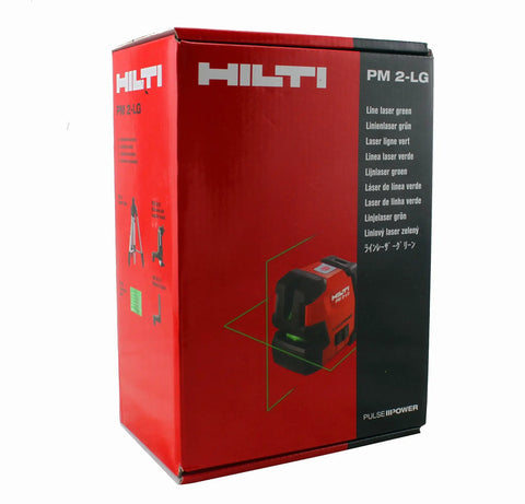 Outdoor Green Line Laser PM 2 LG Line Laser Projector box showing product illustration and specifications