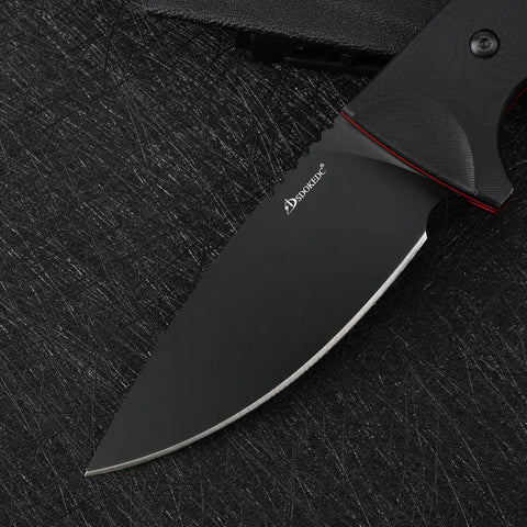 VG10 Steel Fixed Blade Tactical Knife close-up showing sleek blade and ergonomic G10 handle for hunting, camping, hiking