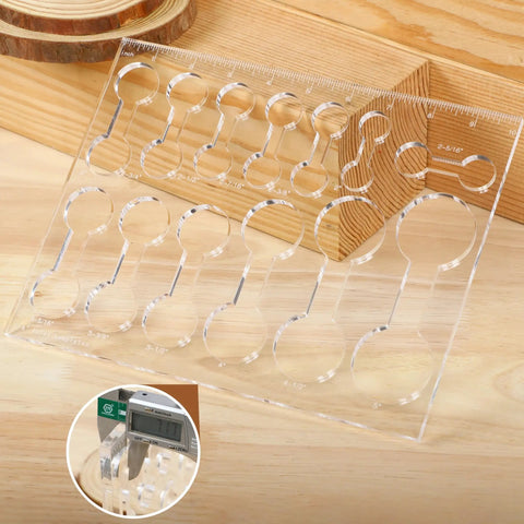 Top Shelf Acrylic Router Templates For Woodworking With 13 Piece Dog Bone And Dumbbell Inlay Jigs Laser Cut Precision Guides showing a clear acrylic inlay guide