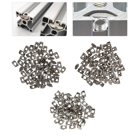 180Pcs Heavy Lifter Hammer Head T Slot Nuts For Aluminum Profiles with carbon steel materials for industrial use.