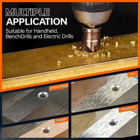 Countersink Drill Bit Set With M35 Cobalt HSS Six Piece Quick Change One Quarter Inch Hex Shank for metal drilling application