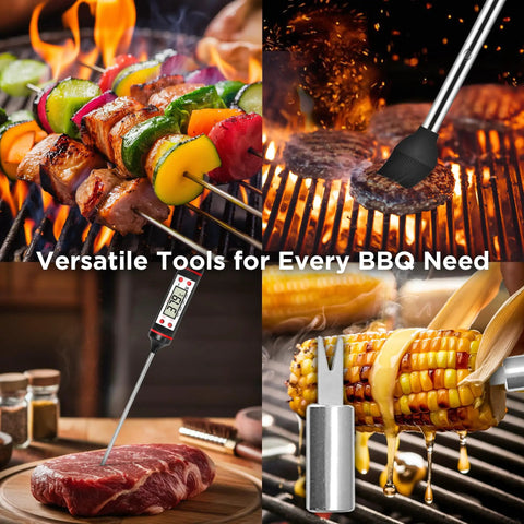 Heavy Duty Stainless Steel 30 Piece Grill Set With Meat Thermometer Case And Apron Perfect For Outdoor Barbecues Dad Gift Fathers Day Gift