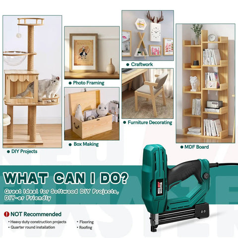 Cordless Electric Brad Nailer And Staple Gun For Upholstery And Woodworking No Compressor Needed with DIY project examples