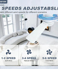 Low Profile 42 Inch Ceiling Fan With Light And Remote Reversible Motor showing 6 speeds adjustable settings