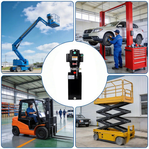 Heavy Duty Hydraulic Power Unit For Car Lifts, 220V AC Single Phase With 10 Quart Oil Reservoir, Replacement Pump in industrial setting.