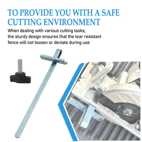 Rip Fence Kit For Circular Saw Offering Straight Shooting Guide Alignment No Drama Setup Killer Cut Results And Heavy Duty Power Tool Upgrade For Dedicated Woodworkers, showing a sturdy metal fence and adjustment knob.