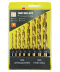 Top Shelf 8 Piece Metric HSS Drill Bit Set For Wood And Plastic With Heavy Duty Yellow Index Case 3mm To 10mm showing gold-coated bits.