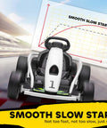 24V Electric Go Kart For Kids, Drift Ready Battery Powered Ride On Toy, 8.1 MPH Top Speed, Slow Start, white design in action.