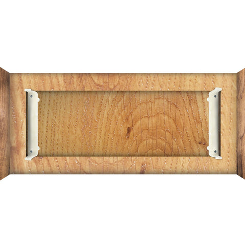 Two Pairs Plastic False Front Cabinet Clips For Attaching False Drawer Fronts To 3/4 Inch Face Frames And 5 Inch Drawer Openings Includes Screws Model R3307, shown installed on wood face frame.