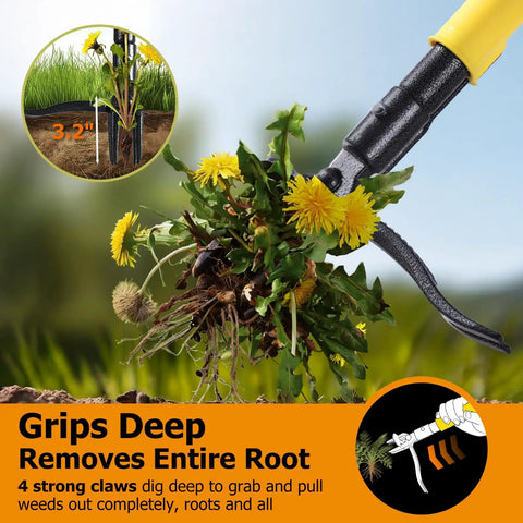 Stand Up Weed Puller With Slide Release Ejection For Clean No Touch Weeding In Lawn And Garden pulling dandelion roots