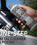 Heavy Metal Polish Restorer And Protectant For Chrome Aluminum Stainless Steel Brass Silver And More Cleans Restores 16 oz bottle used on motorcycle chrome