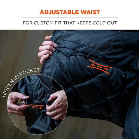 N-Ferno 6467 Winter Work Jacket With Thermal Insulation And Removable Hood For Extreme Cold, showing adjustable waist feature