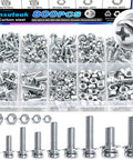 Tough As Nails 800 Piece Metric Bolt And Nut Assortment Kit With M2 M3 M4 M5 Pan Head Machine Screws And Flat Washers set arranged in organizer.