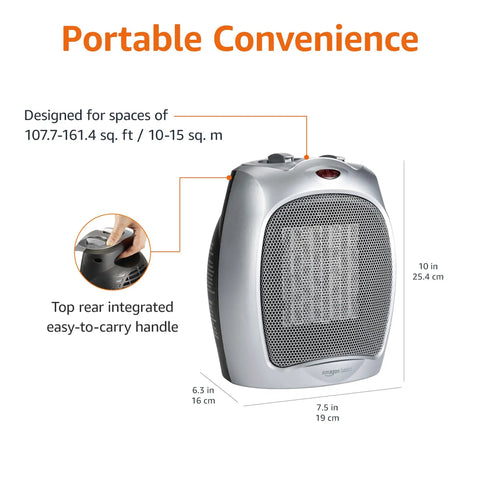 Tiny But Mighty Ceramic Space Heater Portable Indoor Heating Solution With Overheat And Tip Over Protection Thermostat