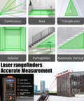 All In One Wall Scanner And Laser Rangefinder Pro Tool for volume and area measurement with rechargeable battery and display.