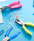 12 Pack One Quarter Inch Single Hole Paper Punch Set With Easy Grip Handles Circle Punches In Multicolor on blue surface