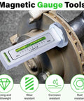 Universal Wheel Alignment Tool With Magnetic Camber Gauge installed on brake rotor of vehicle