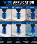 Premium 10 Piece Vacuum Brazed Diamond Hole Saw Kit For Rapid Drilling On Porcelain Tile Ceramic And Granite With Minimal Chipping And Super Smooth Edges For Amazing Home Renovation Projects. on porcelain, ceramic, granite, marble, quartz, and glass