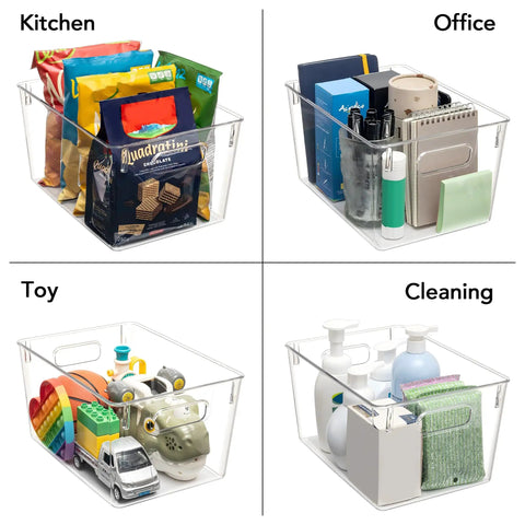 Straighten Up Your Space With This Solid 10 Piece Set Of Clear Plastic Storage Bins Featuring 4 Large And 6 Small Stackable Containers Made For Effortless Pantry Organization Home Kitchen Bathroom Cabinet Shelf Storage Hacks