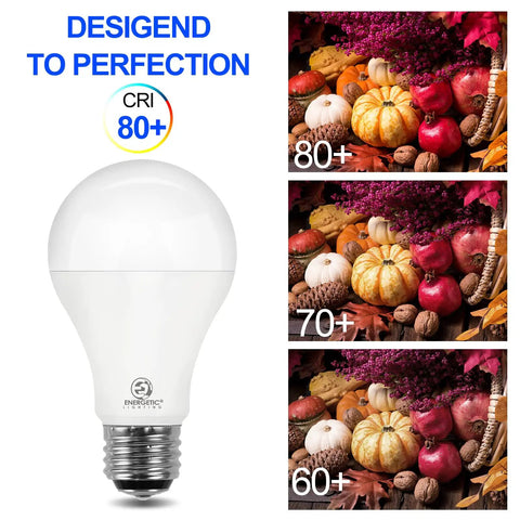 3 Way A21 LED Light Bulbs 50/100/150W Equivalents, 800/1600/2200 Lumens, 5000K Daylight, bulb with CRI 80+ color comparison
