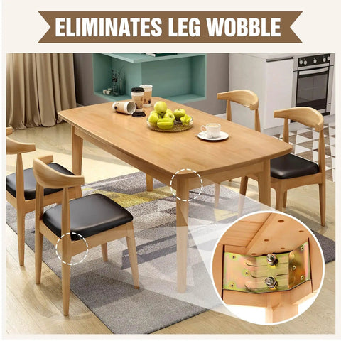 Heavy Duty Iron Corner Braces For Table Legs Bring Serious Stability And End That Nasty Wobble Problem Forever On Dining Tables Or Wooden Desks Kerf Mount Hardware Is Made To Perform Tough installed on a wooden dining table