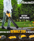Cordless Hedge Trimmer And Leaf Blower Combo For 20V Max Battery Tool Only, person using electric leaf blower on lawn