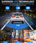 Superior HDR Tech on No Fuss Triple Channel Dash Cam System With Front Cabin And Rear View Cameras 1080P Car Camera Pack