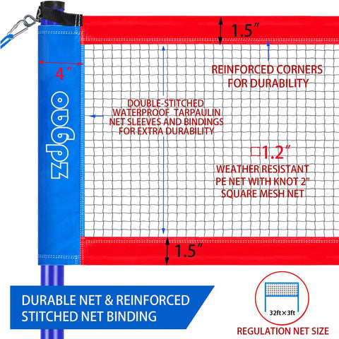 Close-up of the Badminton And Volleyball Combo Set With 32-Foot Adjustable Net For Lawn And Backyard showing net features and details.