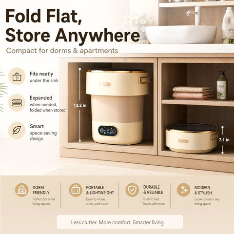 No Headache Foldable Portable Washing Machine With 17L Tub And Fast Spin Cycle Effortless Daily Wash For Baby Gear in storage.