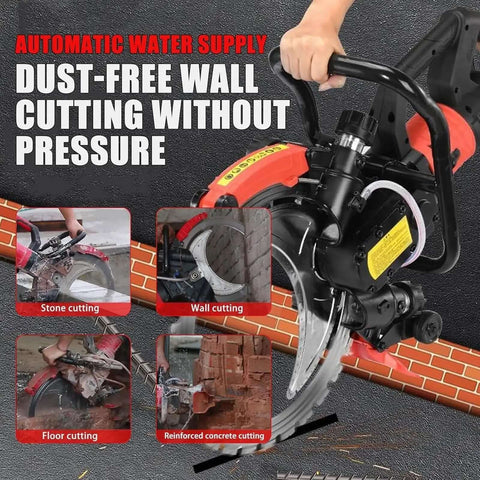 Heavy Duty Concrete Ring Saw With Massive 11 Inch Cut Depth And Commercial Diamond Blade being used for stone cutting.