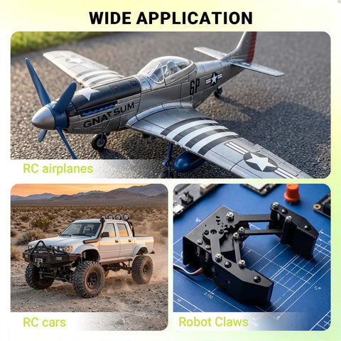 Premium Rc Digital Servo And Esc Consistency Checker With Bright Lcd Screen For Real Time Pwm Pulse Analysis And Dead Smooth Steering On Your Sick Rc Build showcasing RC airplanes, cars, and robot claws.