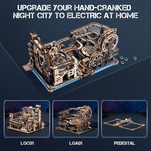 Marble Run Link Pack LG01 For 3D Puzzles Connects Night City And Spaceport 185 Pieces Two Hour Assembly Large 20.28 By 11.93 By 9.41 Inch Layout Add On Accessory For Epic Marble Run Build, electric marble run base