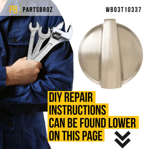 WB03T10337 Knob Assembly For General Electric Range Replacement with DIY repair instructions and tools
