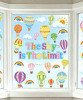Colorful Hot Air Balloon Window Clings Set for Back to School Decor Double Sided Classroom Glass Decals 9 Sheets Window Stickers