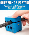 Fiber Optic Mid Span Slit and Ring Tool for Corning Minixtend HD Cables, demonstrating easy open lock with cable inserted