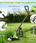 Cordless 4 In 1 Weed Wacker With Brushless Motor Delivers 20000 RPM For Thick Grass illustrated features and components.