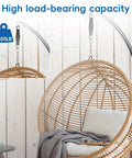 Beefy Heavy Duty Porch Swing Springs Two Pack 1300 Lb Capacity Rust Resistant Chrome Plated 304 Stainless Steel with rattan chair