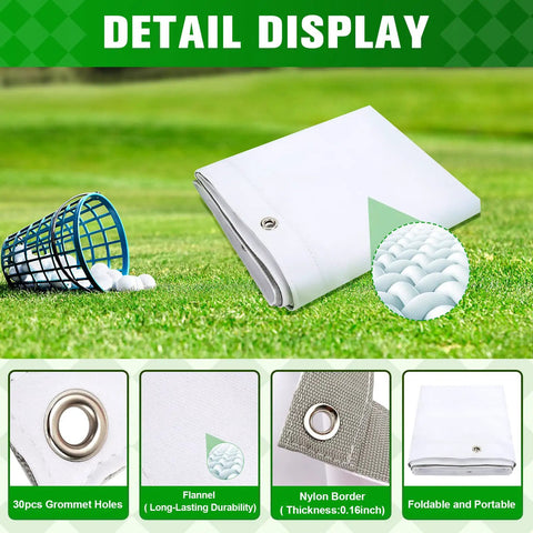 Detail display of the Ultra Clear Golf Simulator Impact Screen For Indoor Practice 8.2 By 8.2 Feet With 38 Grommet Holes Durable Flannel Material.