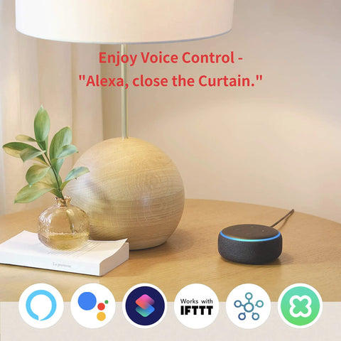 Curtain Automation Motor For Smart Home With Wireless App And Auto Timer Control, installs in 30 seconds, voice control compatibility.