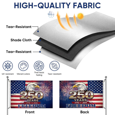Double Sided 3x5 Ft Patriotic USA Flag With 2 Brass Grommets For Independence Day Celebration 250th Anniversary 1776 2026 Heavy Duty Vintage American Flag For Home Decor And Patriot Gift with high quality fabric showing tear-resistant material and vivid colors.
