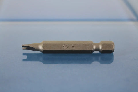 25 Piece Spanner Size Six Screwdriver Insert Bit made of hardened S2 steel, showing quick release hex shank and notches.