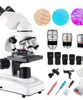 Dual LED Binocular Microscope For Students And Grownups, 64X-6000X Magnification, 3 Objective Lenses, Sturdy Metal Body, Dope Dual Illumination, Perfect For School Lab And Home Science Projects on white background