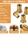 Rivet Nut Tool Kit With 490Pcs Metric Rivnuts Set Hand Setter And 10 Mandrels 5 Sizes M3 M4 M5 M6 M8 Carbon Steel Threaded Inserts