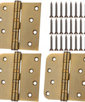 Heavy Duty 4X4 Ball Bearing Exterior Door Hinges 3 Pack Smooth Swinging Premium Hardware Kit with mounting screws on display.