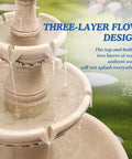 Close-up of Three Tier Outdoor Water Fountain Cascade For Patio And Yard, Large Floor Standing Resin Bubbler with Pump