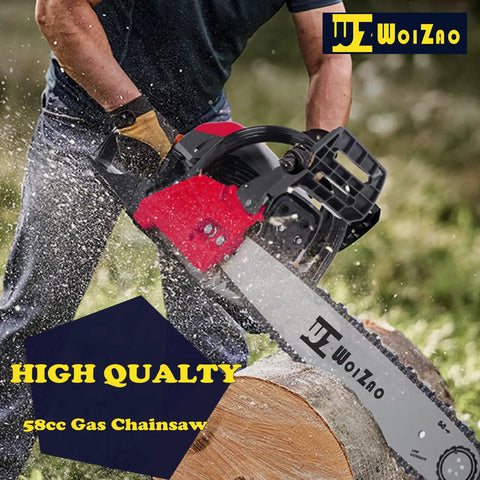 58Cc Gas Chainsaw With Quick Switch Dual Bars 18 And 20 Inch For Firewood Chopping And Woodwork Gasoline Powered Two Stroke Saw Delivers Beast Power Low Kickback Chain Ideal For Outdoor Farm Garden Home Use