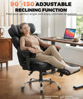 Woman reclining in Big And Tall Office Chair With Upgrade Footrest For All Day Comfort, Heavy Duty Gaming Style