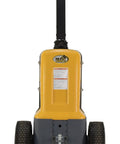 Heavy Duty Yellow Black Steel Electric Tugger With 2000 Lb Pull Capacity For Tough Jobs front view with ergonomic handle and wheels.
