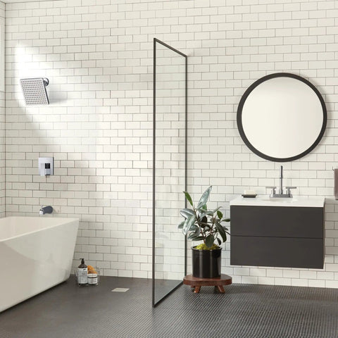 Modern bathroom with Brushed Nickel 4 Inch Centerset Two Handle Bathroom Faucet With Stainless Steel Build Pop Up Drain visible on sink.